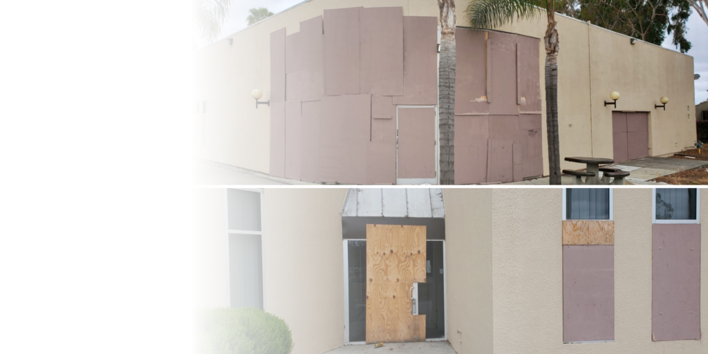 Epicentre Mira Mesa Boarded up